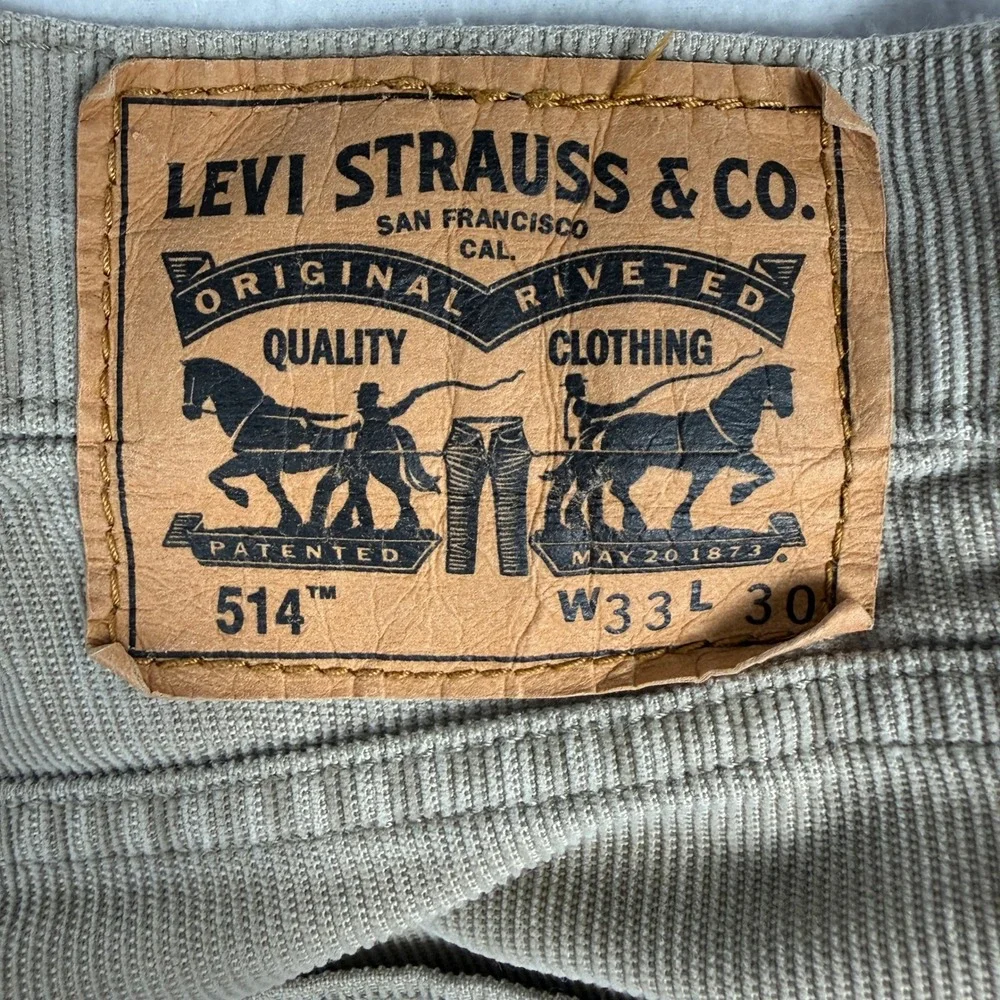 Levi's 514 Corduroy Pants Mens 33x30 Tan Straight Leg 00514-0508